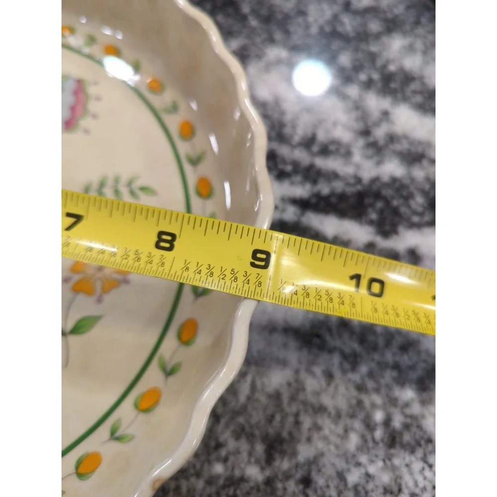 Vintage Ceramic Floral Quiche Tart Pan Cottage Core Granny Core